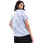 Pieces boxy t-shirt in bold blue and white stripe