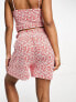 JDY soft paperbag shorts co-ord in red ditsy floral