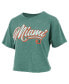 Фото #1 товара Women's Green Distressed Miami Hurricanes Team Script Harlow Vintage-Like Waist Length T-shirt