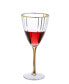Фото #2 товара Set of 6 Straight Line Textured Water Glasses with Vivid Gold Tone Stem and Rim