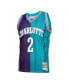 Фото #4 товара Men's Larry Johnson Teal, Purple Charlotte Hornets Hardwood Classics 1992-93 Split Swingman Jersey