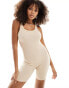 Фото #1 товара ASOS DESIGN scoop ribbed unitard playsuit in stone