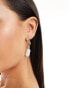 SVNX gold hoop earrings with long pearl detail