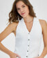Women's Cotton Button-Front Sleeveless Sweater