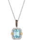 ფოტო #1 პროდუქტის Sea Blue Aquamarine (2 ct. t.w.) & Diamond (1/4 ct. t.w.) 20" Adjustable Pendant Necklace in 14k Two-Tone Gold