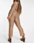 Фото #6 товара ASOS DESIGN Curve jersey sequin suit kick flare trouser in rose gold