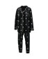 ფოტო #2 პროდუქტის Women's Black Brooklyn Nets Long Sleeve Button-Up Shirt Pants Sleep Set