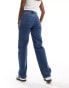 Monki Zami high waist straight leg jeans in mid blue