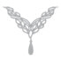 Art Deco-Inspired Leaf Statement Collar Necklace With Cleavage Dangling Teardrop Micro Pave Cubic Zirconia CZ For Women