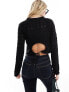 Фото #7 товара Vero Moda crochet cut out tie back long sleeved top in black