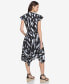 Women's Printed Tie-Waist Asymmetrical-Hem Linen Dress