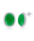 ფოტო #1 პროდუქტის Sterling Silver 10x14mm Oval Jade Earrings