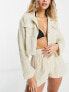 Фото #1 товара ASOS DESIGN pocket oversized beach shirt co-ord in double gauze in oatmeal