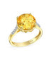 Фото #1 товара Classic 3CT Oval Solitaire Natural Zircon Synthetic Yellow Citrine Ring For Women Gold Plated Silver