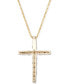 ფოტო #3 პროდუქტის Chocolate Ombré Diamond Cross 18" Pendant Necklace (1/2 ct. t.w.) in 14k Gold (Also Available in Rose Gold or White Gold)