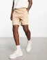 ASOS DESIGN slim shorts in beige quilted texture