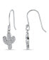Cubic Zirconia Pave Cactus Drop Earrings in Sterling Silver