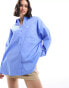 Pimkie longline oversized shirt in baby blue BLAU, S - фото #2