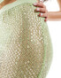 ASOS DESIGN co-ord sequin fishnet midi skirt in lime