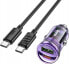 Ładowarka Hoco HOCO ładowarka samochodowa USB A + Typ C + kabel Typ C do Typ C PD QC3.0 3A 30W Z53A fioletowa