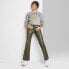 Фото #1 товара Women's Mid-Rise Faux Leather Flare Pants - Wild Fable Olive Green 6