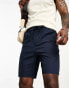 Фото #1 товара ONLY & SONS linen mix elasticated waist shorts in navy