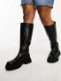 Фото #4 товара ASOS DESIGN Curve Carter chunky flat knee boots in black