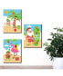 Фото #2 товара Tropical Christmas Beach Santa Holiday Wall Art Room Decor 7.5 x 10 inches 3 Ct