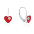 Фото #1 товара Romantic silver earrings with zircons hearts E0000557