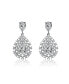 Фото #2 товара Sterling Silver with White Gold Plated Clear Pear with Round Cubic Zirconia Lace Cluster Drop Earrings