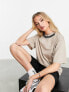 ASOS Weekend Collective oversized t-shirt with collar logo in neutral