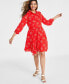 Фото #1 товара Women's Long-Sleeve Belted Shirtdress, Created for Macy's