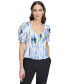 ფოტო #1 პროდუქტის Women's Printed Puff-Sleeve Blouse