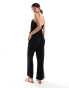 Фото #4 товара Mango rope tie waist cheesecloth jumpsuit in black