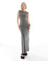 Фото #1 товара Weekday Inez slim fit maxi dress with back split in grey exclusive to ASOS