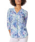 Petite V-Neck 3/4-Sleeves Printed Kelly Blouse