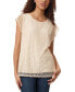 Petite Round-Neck Drop-Shoulder Lace Top