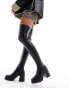 Фото #3 товара ASOS DESIGN Karma heeled cleated over the knee boots in black