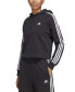 ფოტო #1 პროდუქტის Women's Active Essentials 3-Stripe Cropped Hoodie