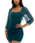 ფოტო #3 პროდუქტის Juniors' Balloon-Sleeve Ruched Bodycon Dress