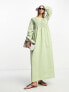 ASOS DESIGN clean shirred batwing maxi dress in sage