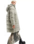 Vero Moda longline hooded puffer coat in sage