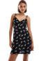 Фото #1 товара Brave Soul floral print flare mini dress with tie straps in black