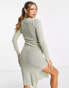 Фото #1 товара Brave Soul Eddie knitted dress with slit in sage green