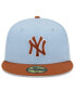 Фото #2 товара Men's Light Blue/Brown New York Yankees Spring Color Basic Two-Tone 59fifty Fitted Hat