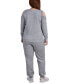 Фото #2 товара Plus Size Long Sleeve Cold Shoulder Jogger Set