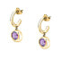 Charming gold-plated hoop earrings with pendants Semipreziose SAXN16