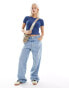 Фото #2 товара ONLY ribbed top in a vintage blue wash