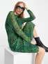& Other Stories mesh midi dress in green print