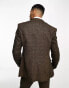 ASOS DESIGN skinny wool mix suit jacket in tobacco herringbone